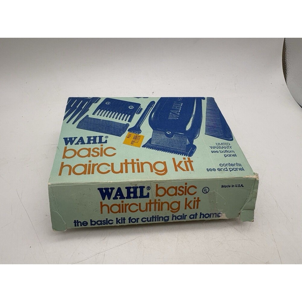 Vintage Wahl Basic Haircutting Kit Clipper w Box Manual Guards USA Works